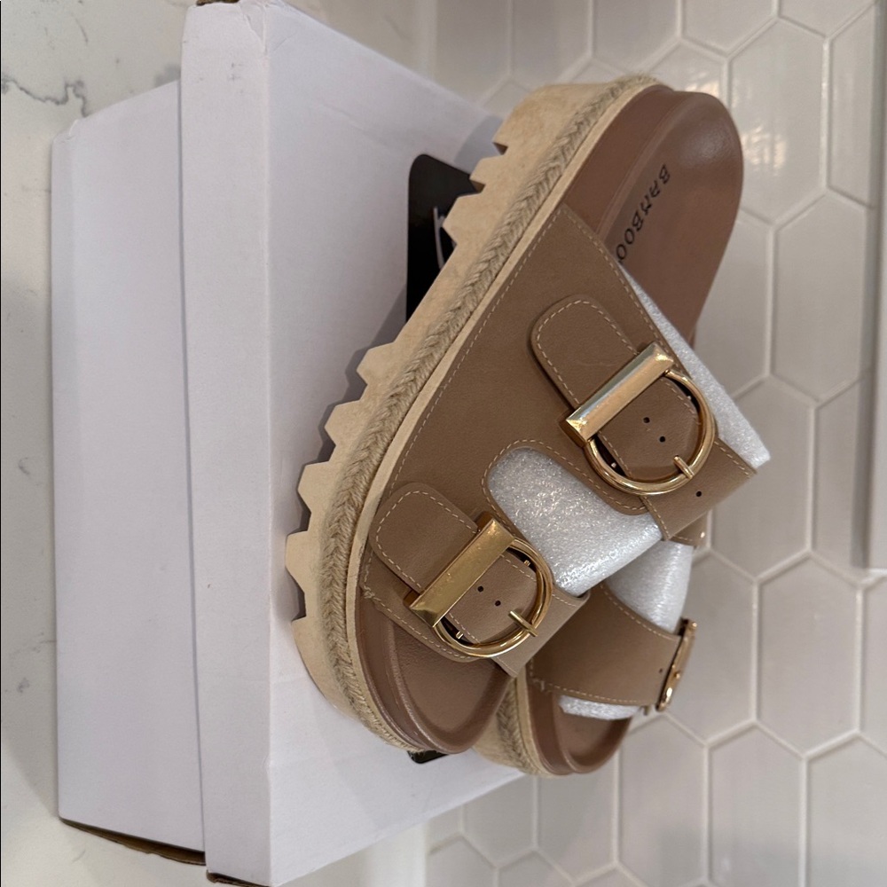 BAMBOO Tan and Silver Kids Sandals